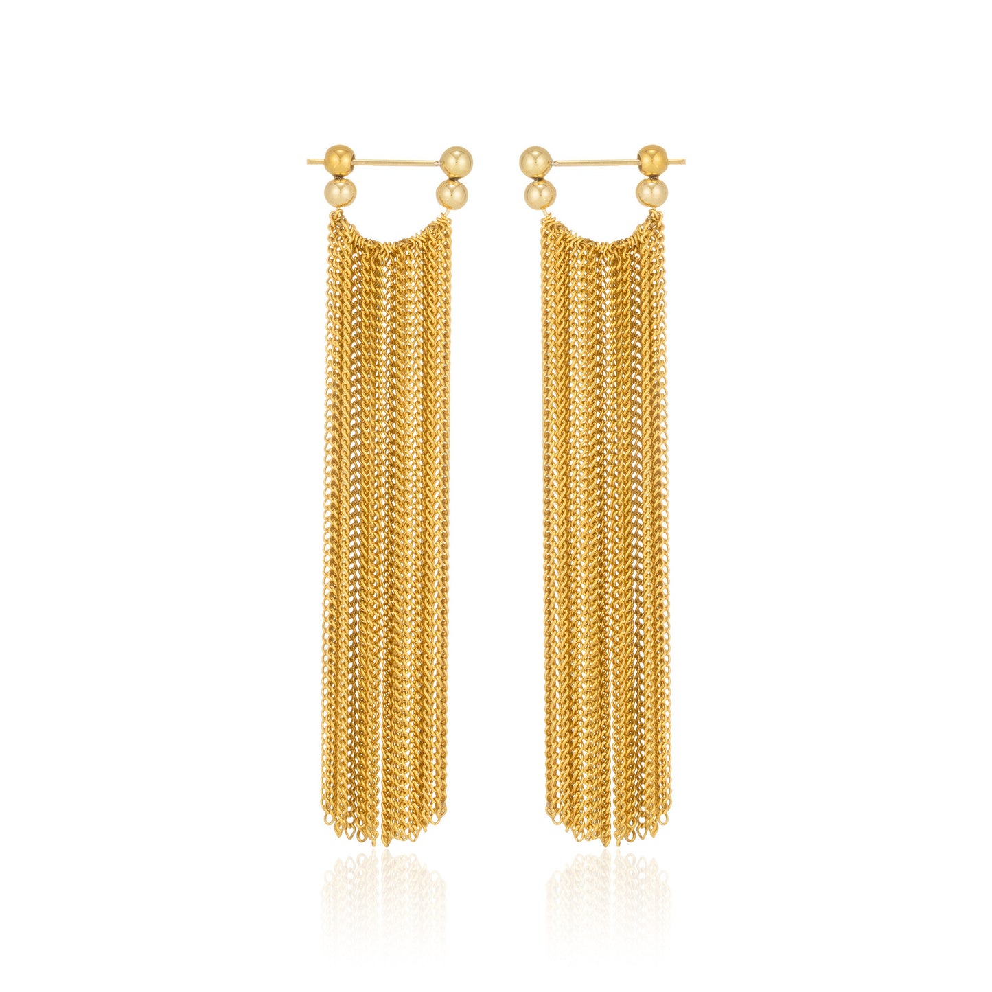 gold tone multi layer chain fringe tassel earrings for wholesale display