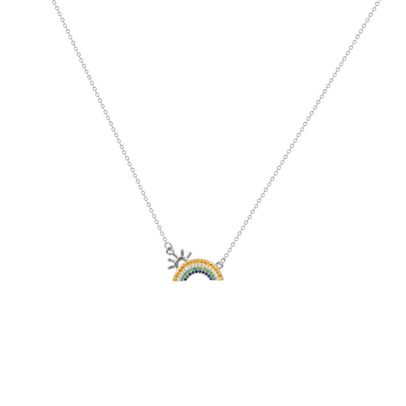 925 Sterling Silver 18K Gold Plated Colorful Zircon Pendant Necklace Set of 5