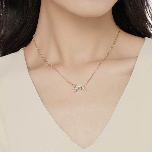 925 Sterling Silver 18K Gold Plated Colorful Zircon Pendant Necklace Set of 5