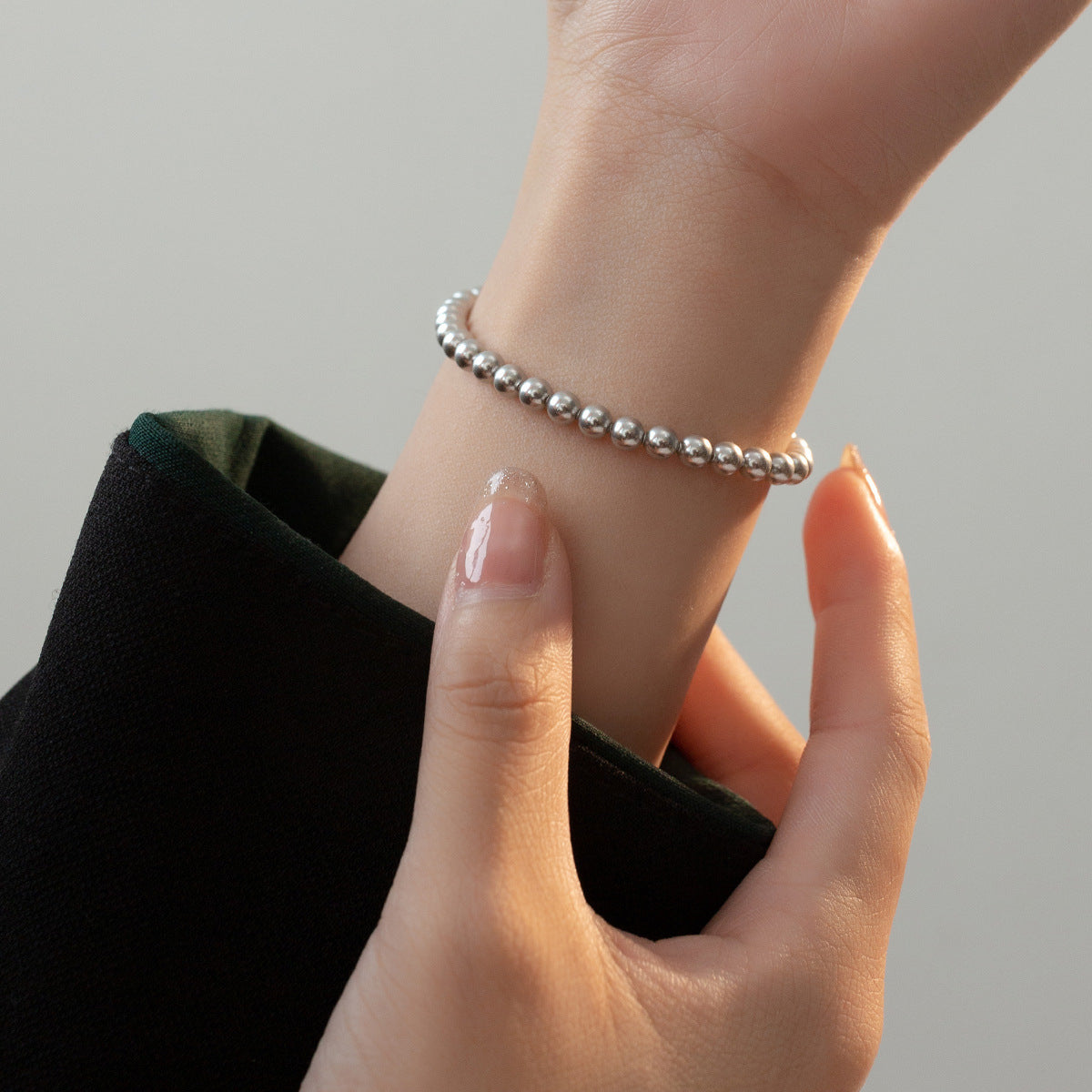 925 Sterling Silver 4mm Pearl Bracelet Set of 5