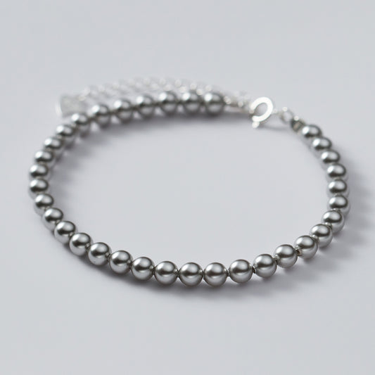 925 Sterling Silver 4mm Pearl Bracelet Set of 5