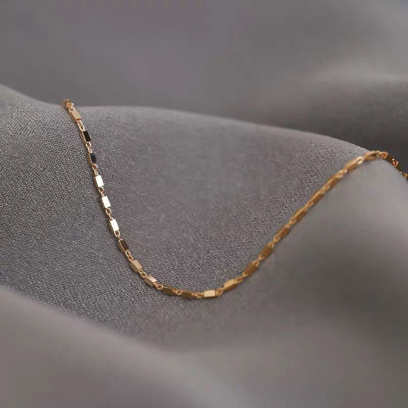 925 sterling silver tiny thin square geometry chain bracelet Set of 5