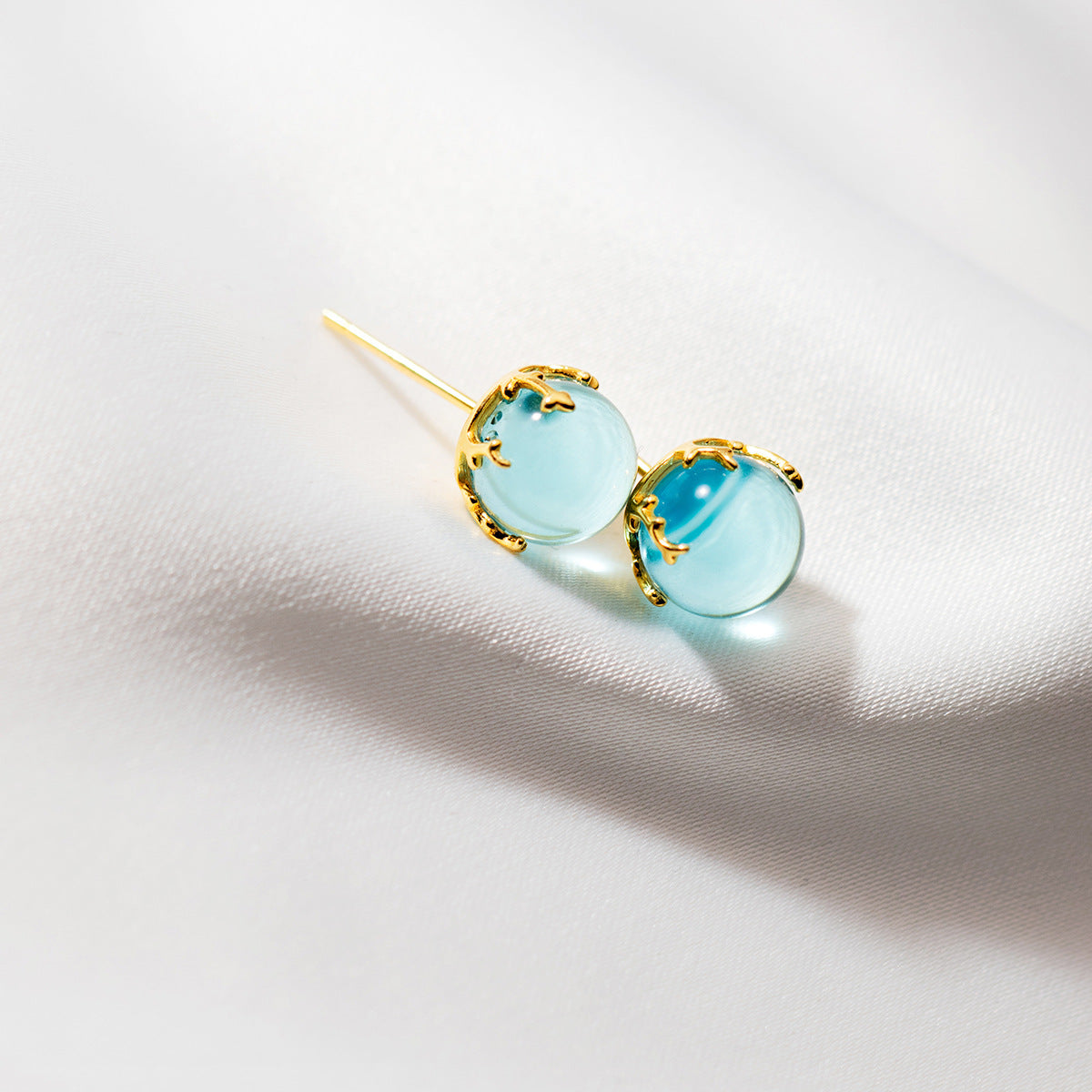 925 silver mini blue crystal ball stud earrings (5 pairs)