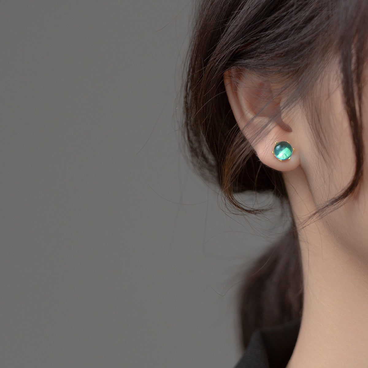 925 silver mini blue crystal ball stud earrings (5 pairs)