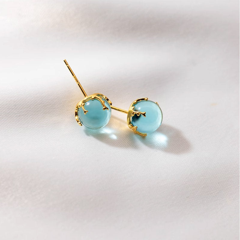 925 silver mini blue crystal ball stud earrings (5 pairs)