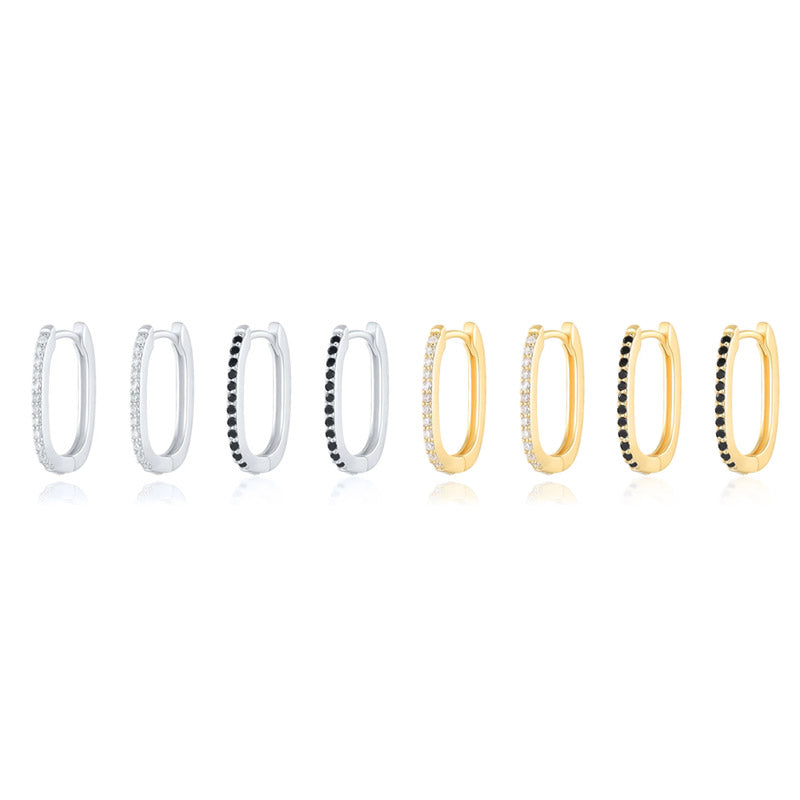 925 sterling silver rectangle huggie hoop earrings (5 pairs)