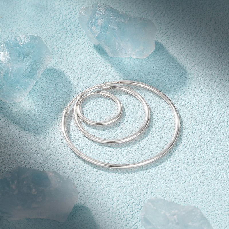 925 sterling silver set of 3 polished hoop earrings (5 sets)