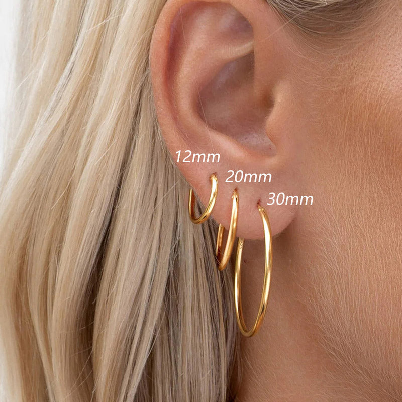 925 sterling silver set of 3 polished hoop earrings (5 sets)