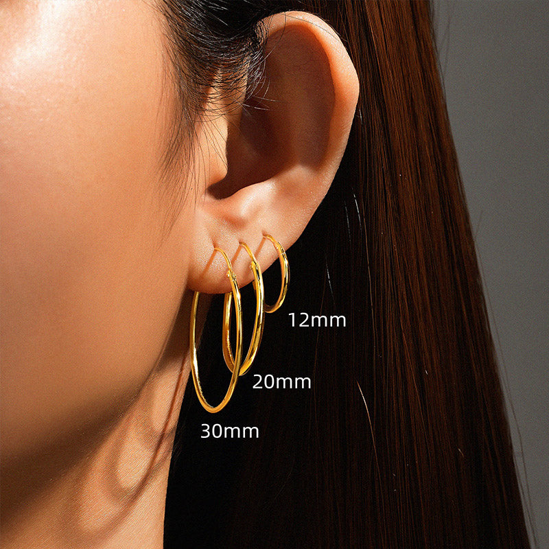 925 sterling silver set of 3 polished hoop earrings (5 sets)