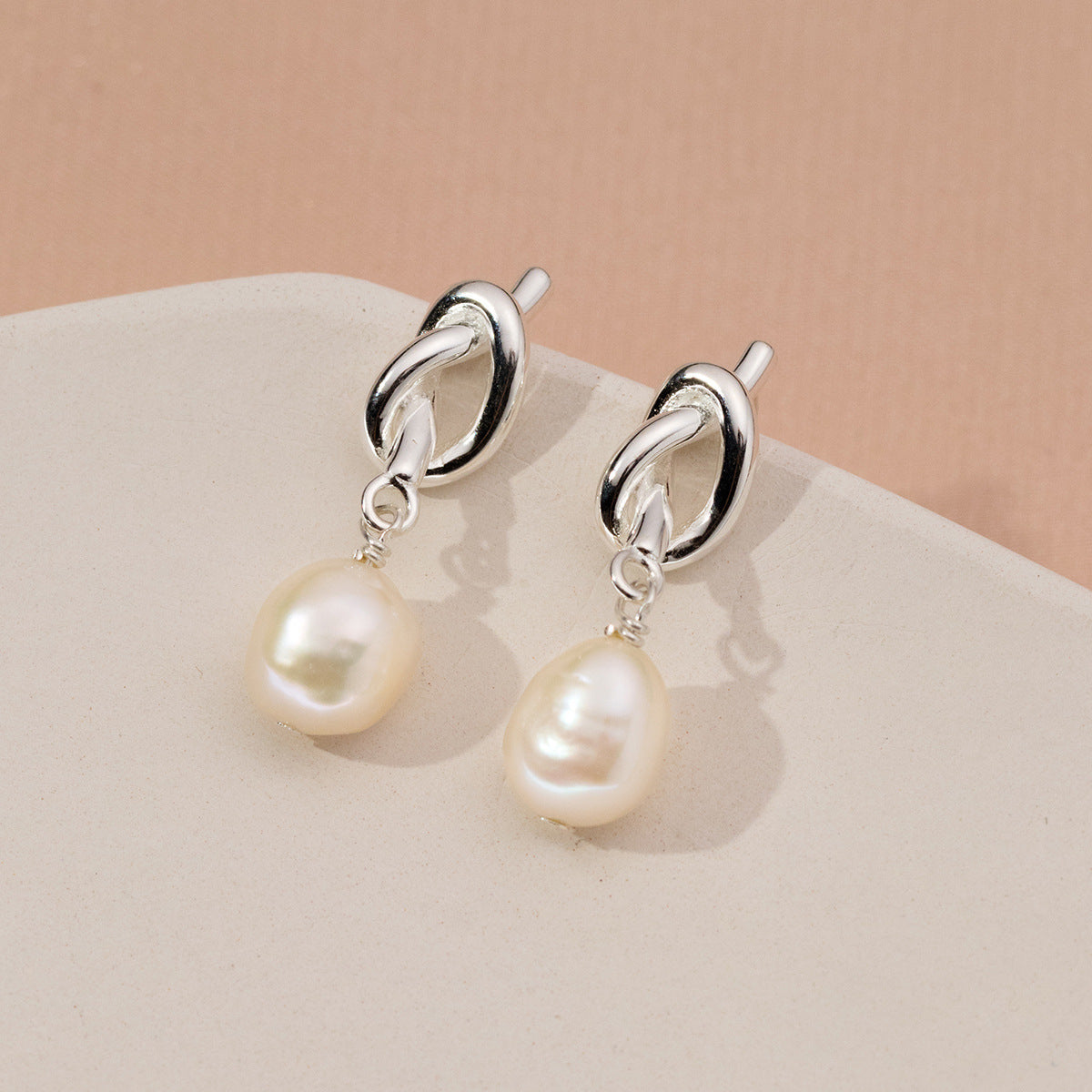 925 silver 18k gold plated vintage knot pearl drop earrings (5 pairs)
