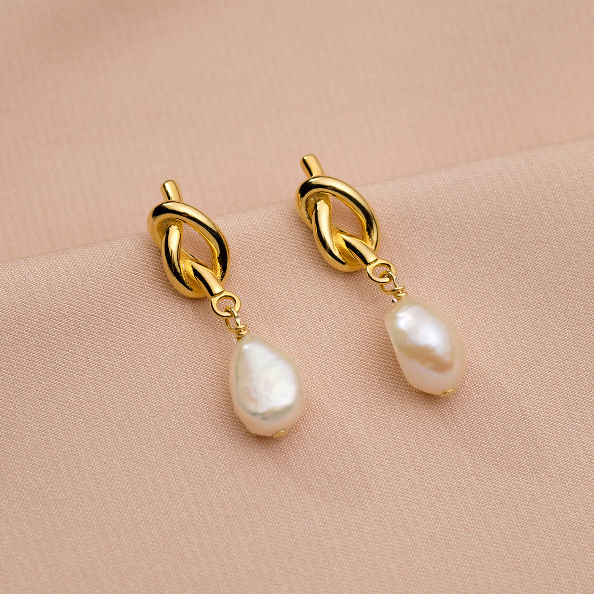 925 silver 18k gold plated vintage knot pearl drop earrings (5 pairs)