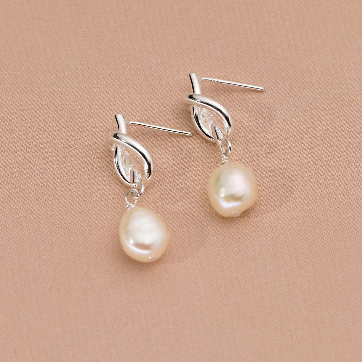 925 silver 18k gold plated vintage knot pearl drop earrings (5 pairs)