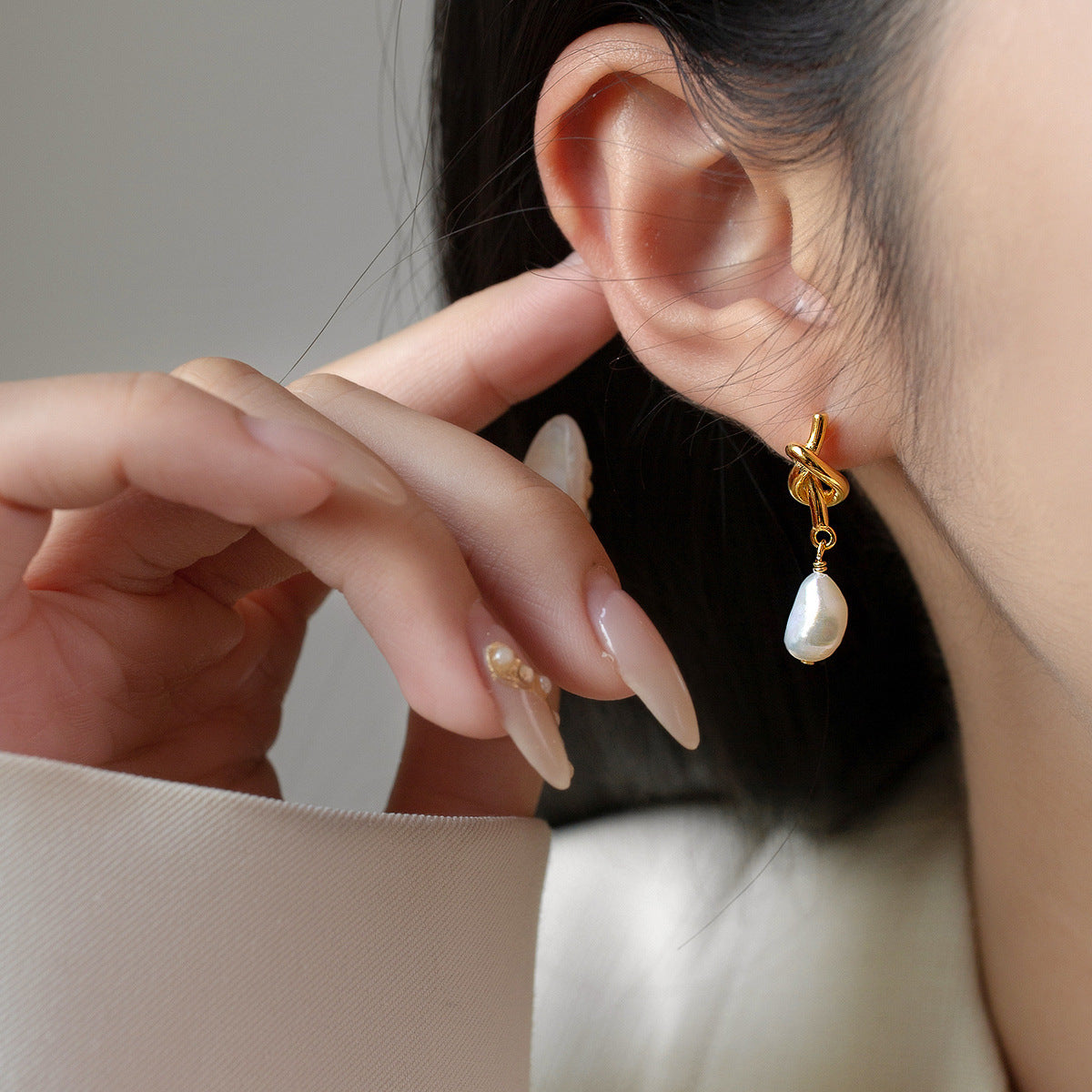 925 silver 18k gold plated vintage knot pearl drop earrings (5 pairs)