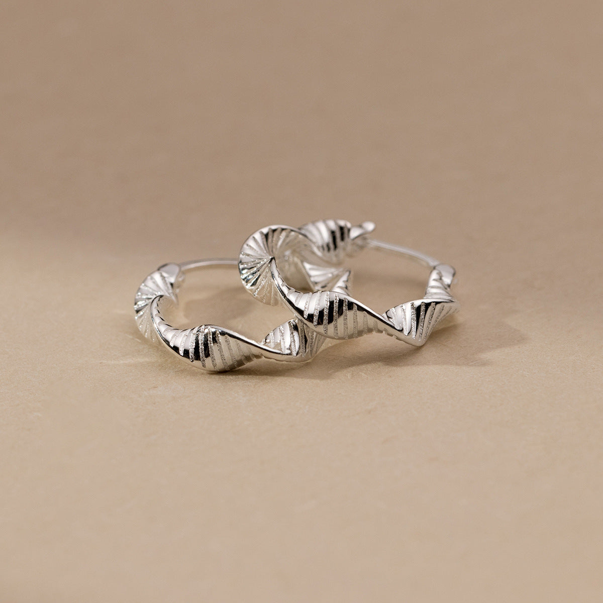 925 sterling silver twisted geometric circle hoop earrings (5 pairs)