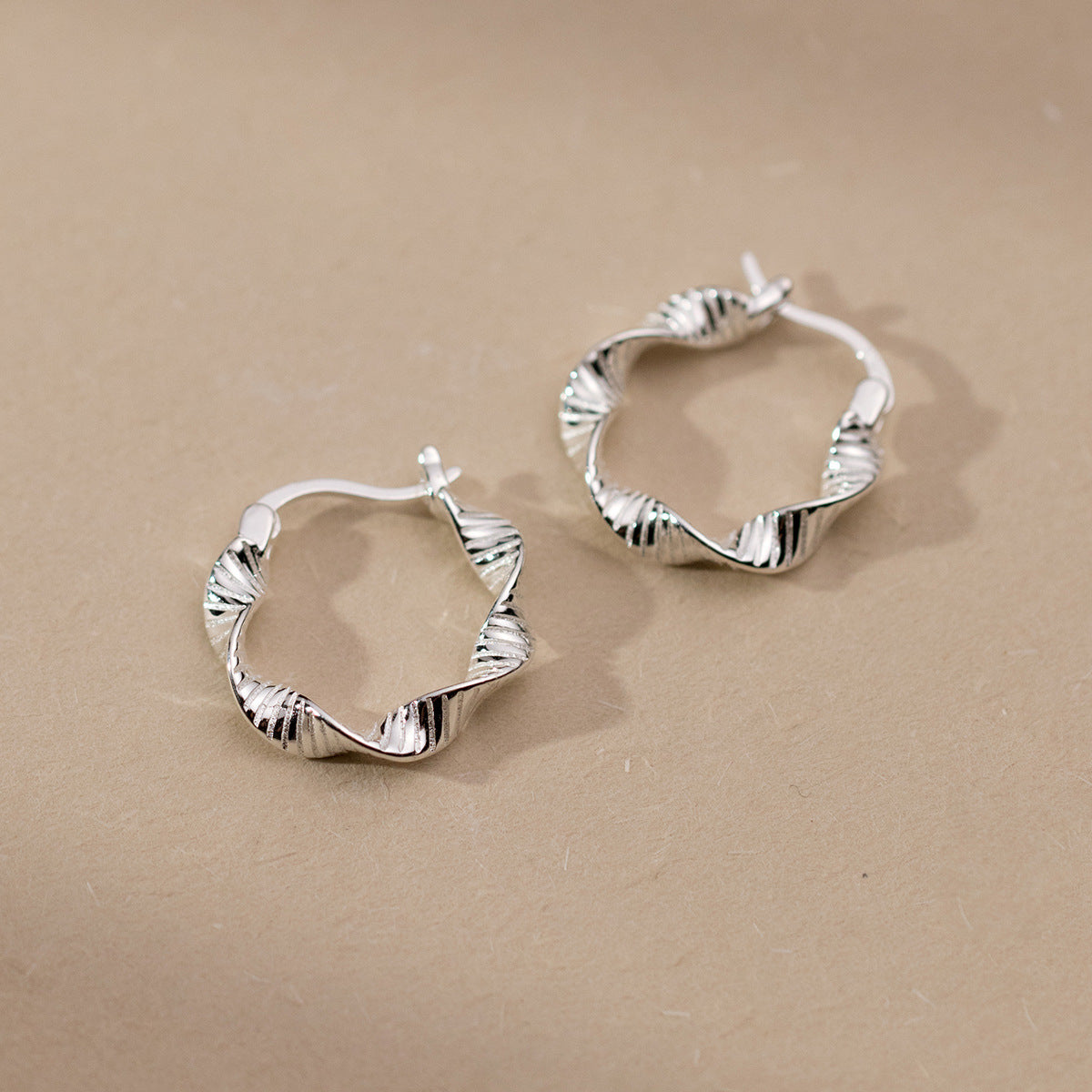 925 sterling silver twisted geometric circle hoop earrings (5 pairs)