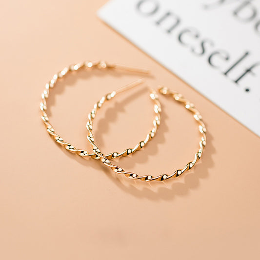 925 silver twist rope C hoop earrings (5 pairs)