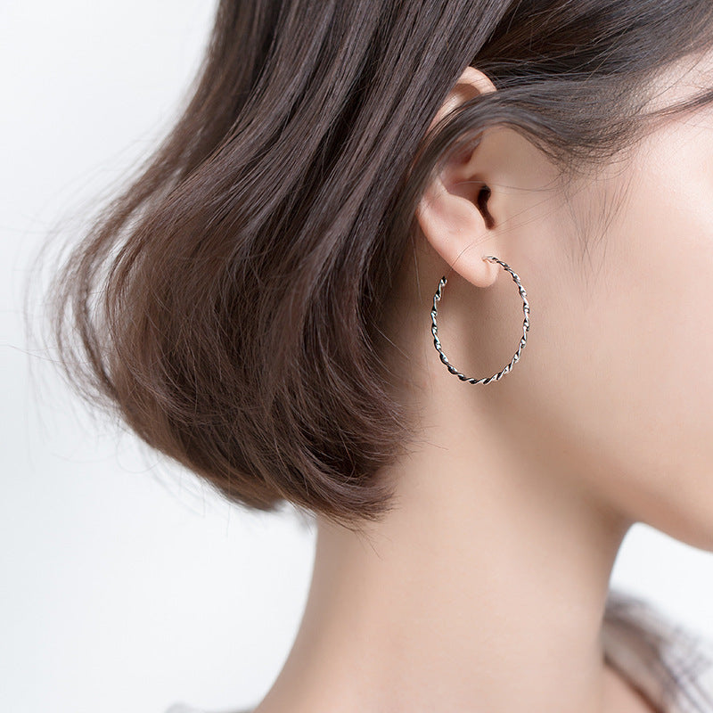 925 silver twist rope C hoop earrings (5 pairs)
