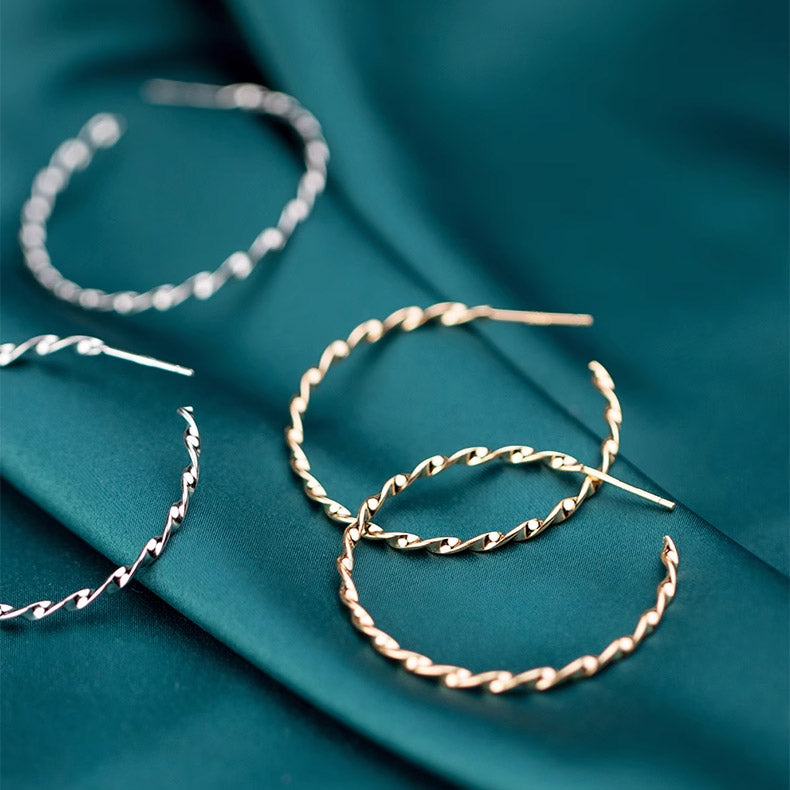 925 silver twist rope C hoop earrings (5 pairs)