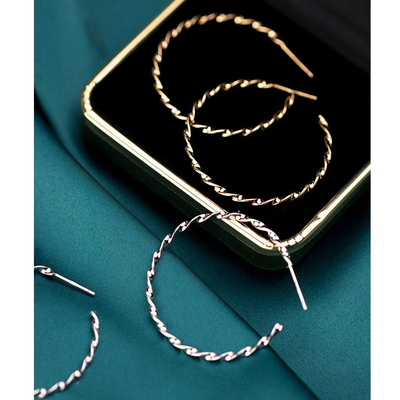 925 silver twist rope C hoop earrings (5 pairs)