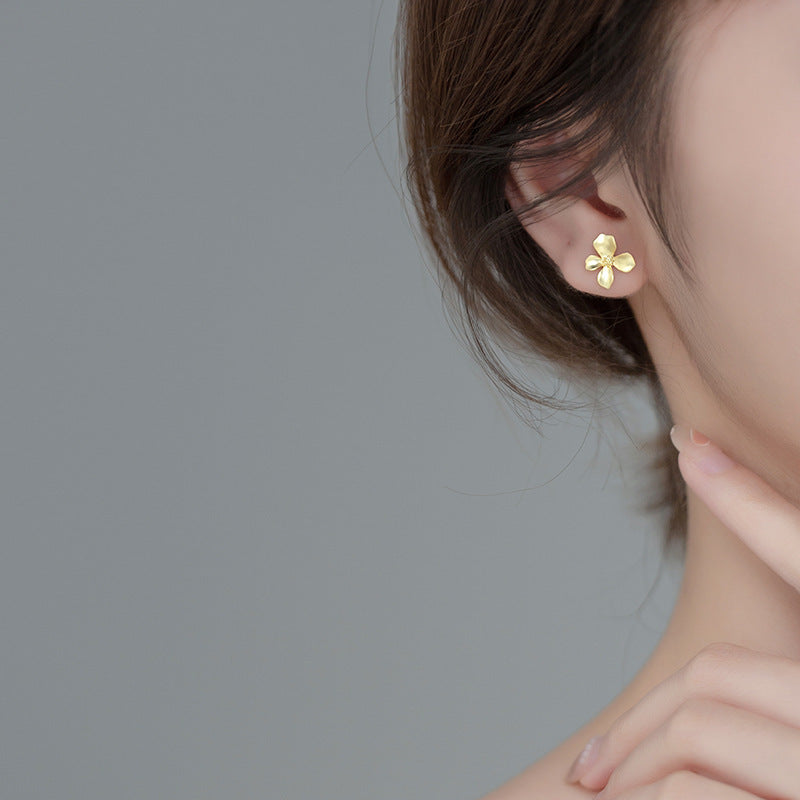 925 sterling silver gold small flower earrings (5 pairs)
