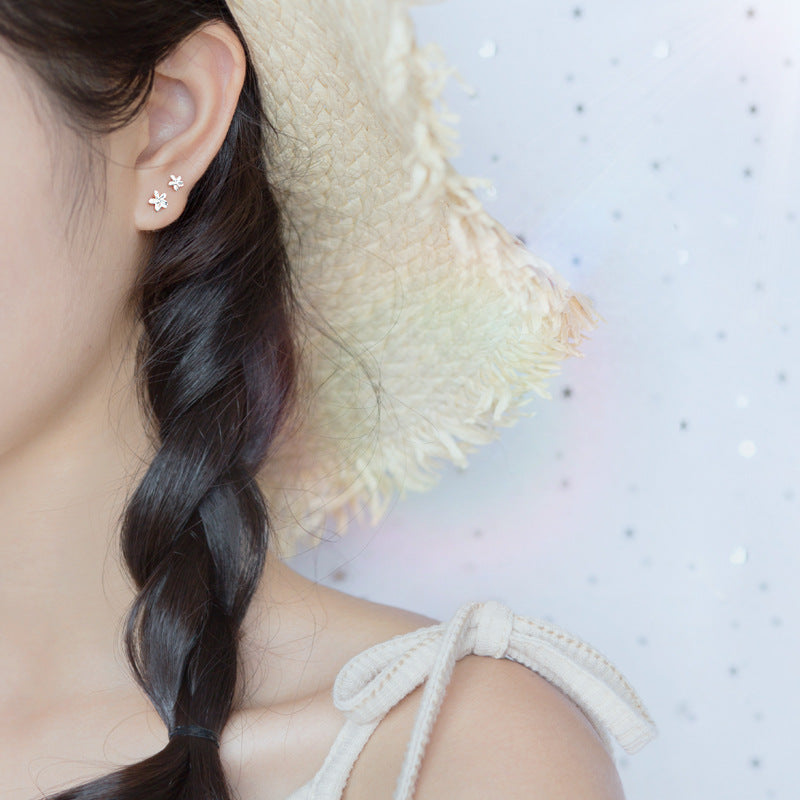 S925 silver small flower stud earrings (5 pair)