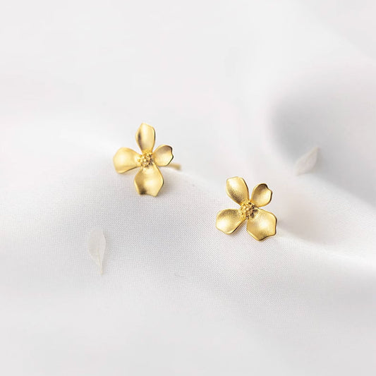 925 sterling silver gold small flower earrings (5 pairs)