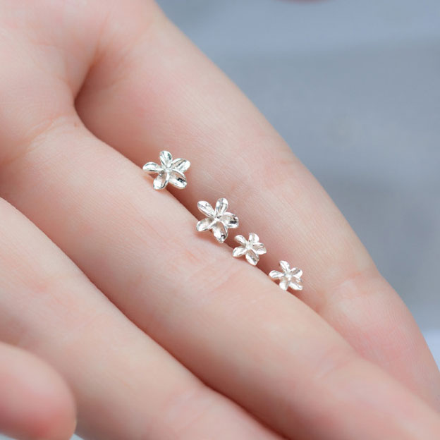S925 silver small flower stud earrings (5 pair)