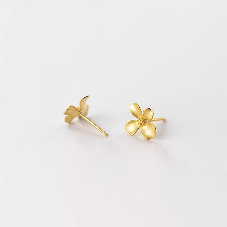 925 sterling silver gold small flower earrings (5 pairs)