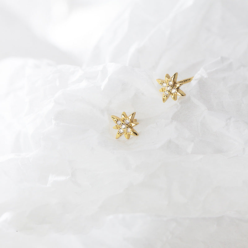 925 sterling silver CZ mini starburst stud earrings (5 pairs)