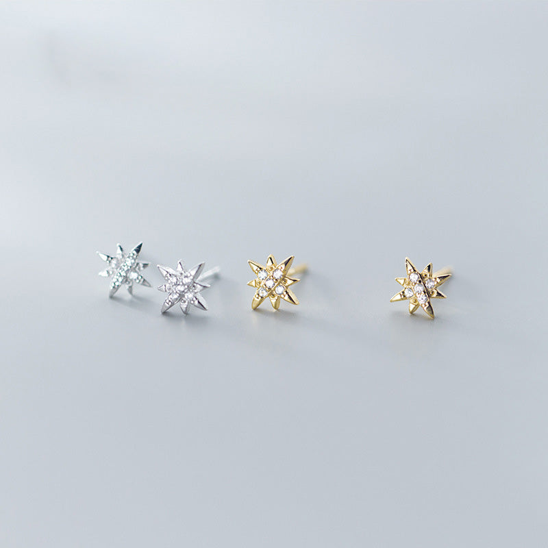 925 sterling silver CZ mini starburst stud earrings (5 pairs)