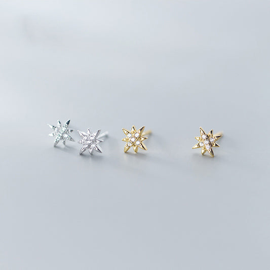 925 sterling silver CZ mini starburst stud earrings (5 pairs)