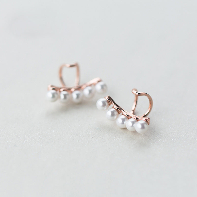 925 silver No piercing pearl ear cuff (5 pairs)