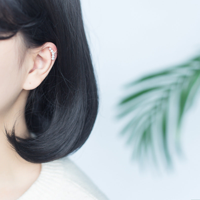 925 silver No piercing pearl ear cuff (5 pairs)