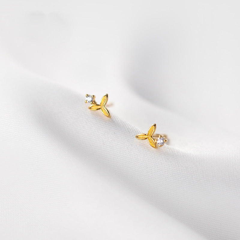 silver 925 tiny zircon flower stud earrings (5 pairs)