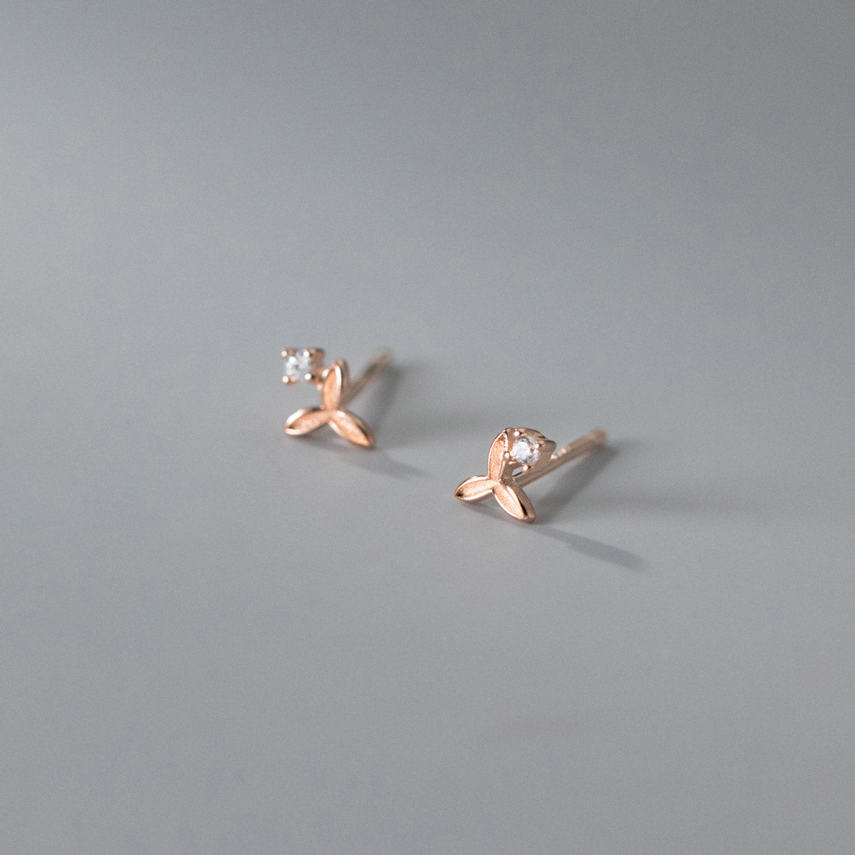 silver 925 tiny zircon flower stud earrings (5 pairs)