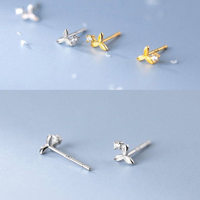 silver 925 tiny zircon flower stud earrings (5 pairs)