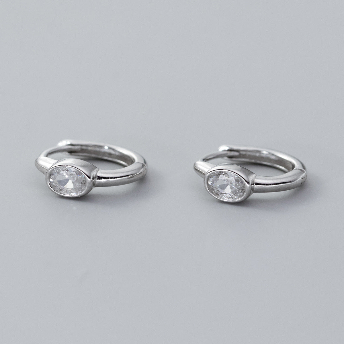 925 silver oval gemstone cartilage helix tiny huggie hoop earring (5 pairs)