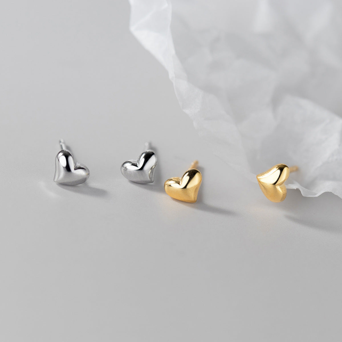 925 silver tiny mini heart stud earrings (5 pairs)