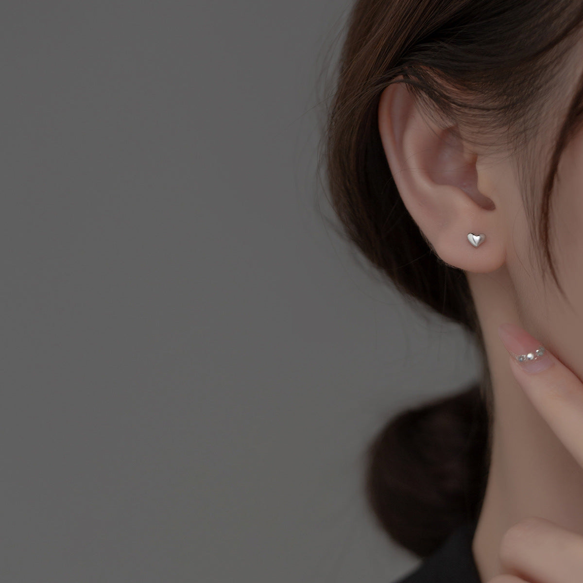 925 silver tiny mini heart stud earrings (5 pairs)