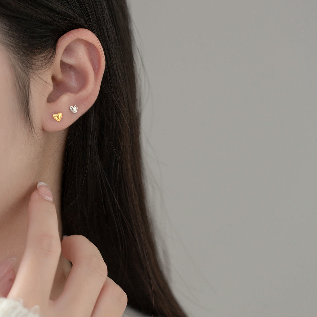 925 sterling silver girls mini heart ear studs (5 pairs)