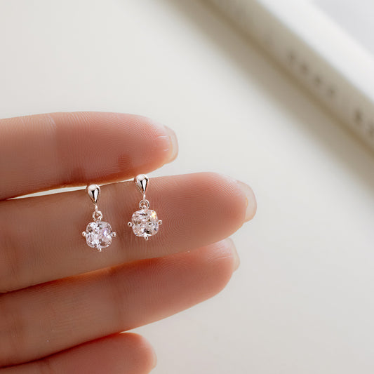 925 sterling silver single cubic zirconia prong set drop earring (5 pairs)