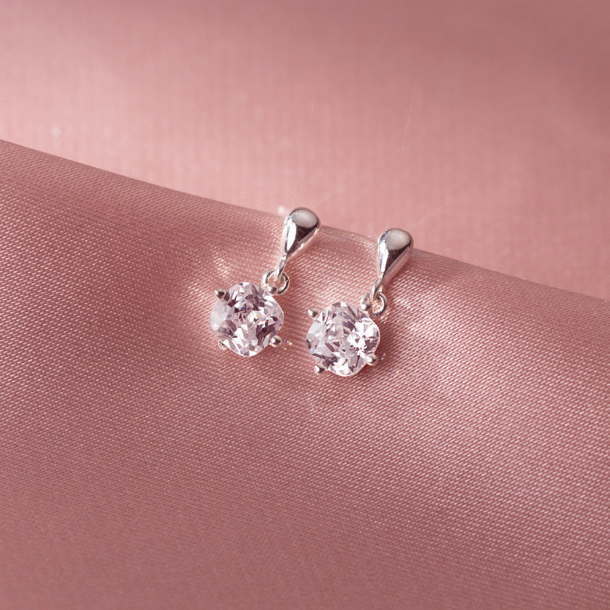 925 sterling silver single cubic zirconia prong set drop earring (5 pairs)