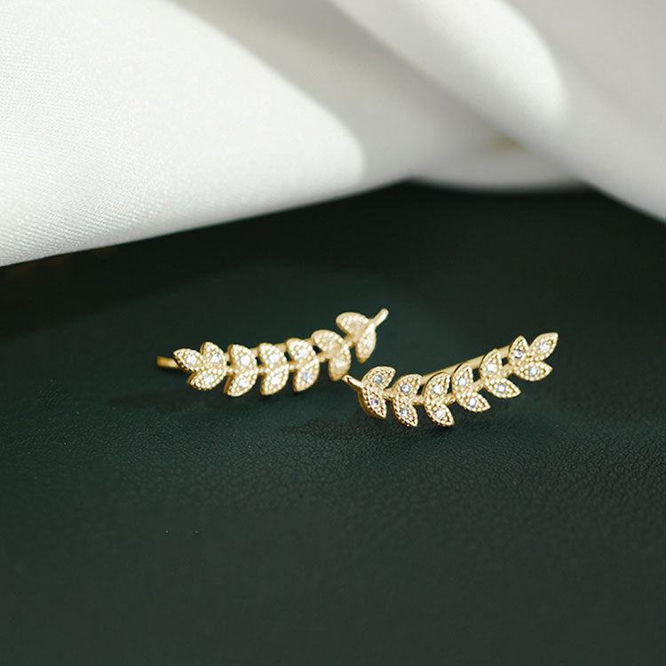 925 sterling silver zirconia leaf stud earrings (5 pairs)