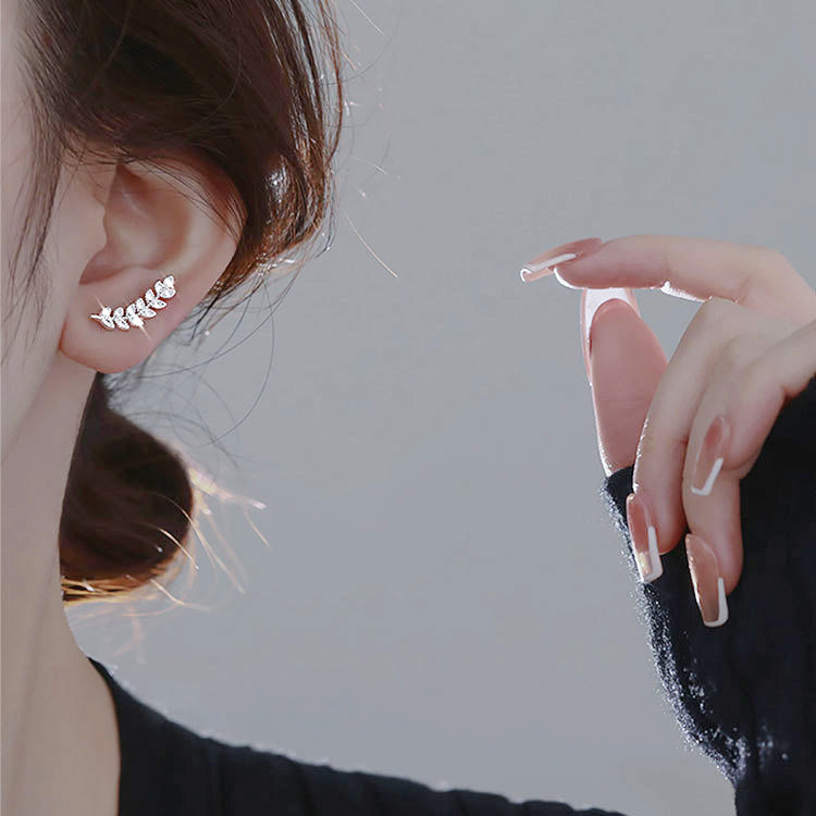 925 sterling silver zirconia leaf stud earrings (5 pairs)