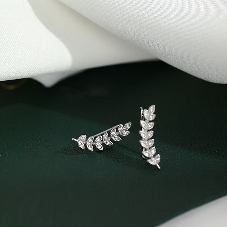 925 sterling silver zirconia leaf stud earrings (5 pairs)
