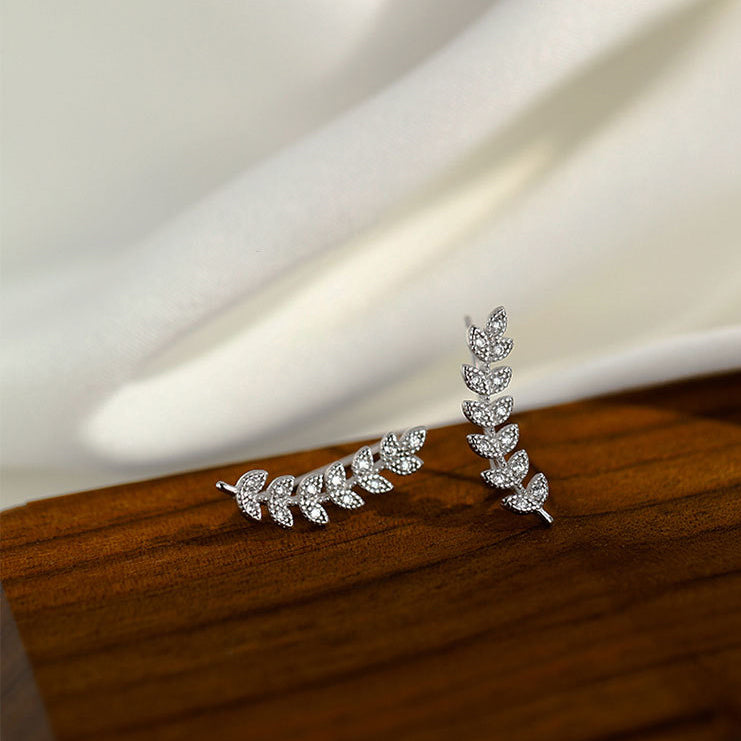 925 sterling silver zirconia leaf stud earrings (5 pairs)