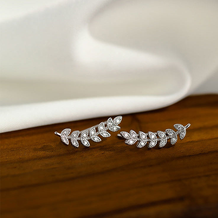 925 sterling silver zirconia leaf stud earrings (5 pairs)