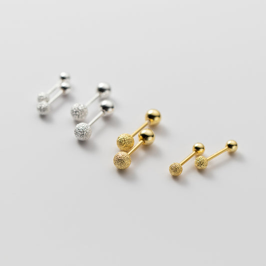 Sterling Silver 3mm 4mm Double Ball Stud Earrings (5 pairs)
