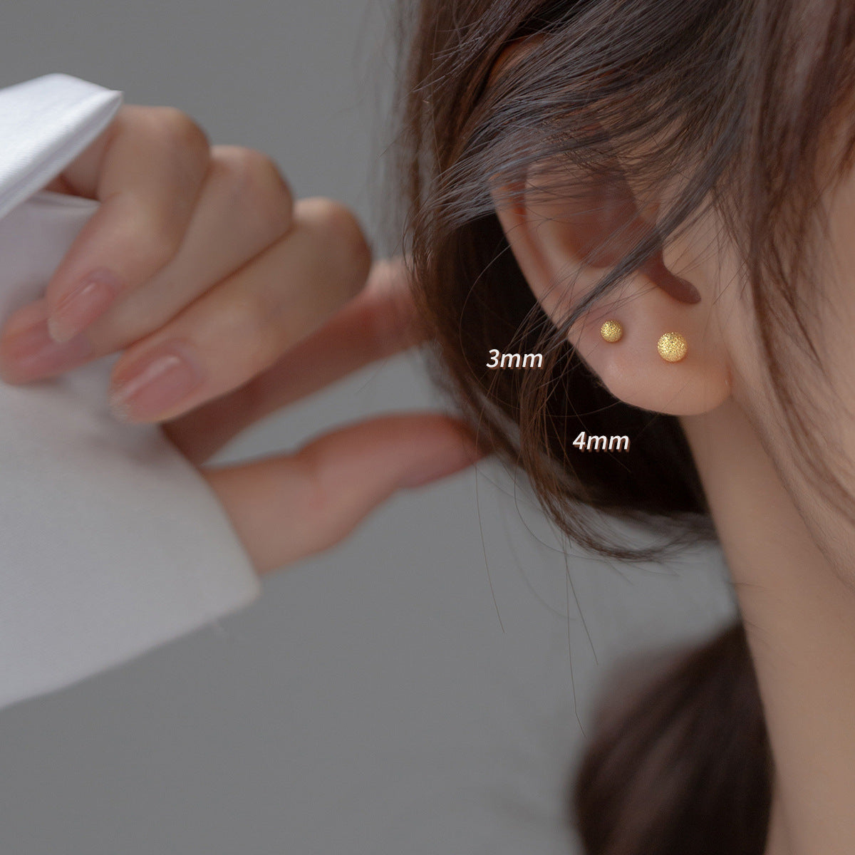 Sterling Silver 3mm 4mm Double Ball Stud Earrings (5 pairs)