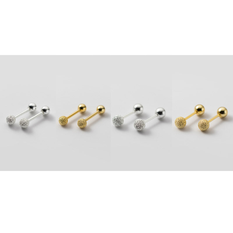 Sterling Silver 3mm 4mm Double Ball Stud Earrings (5 pairs)